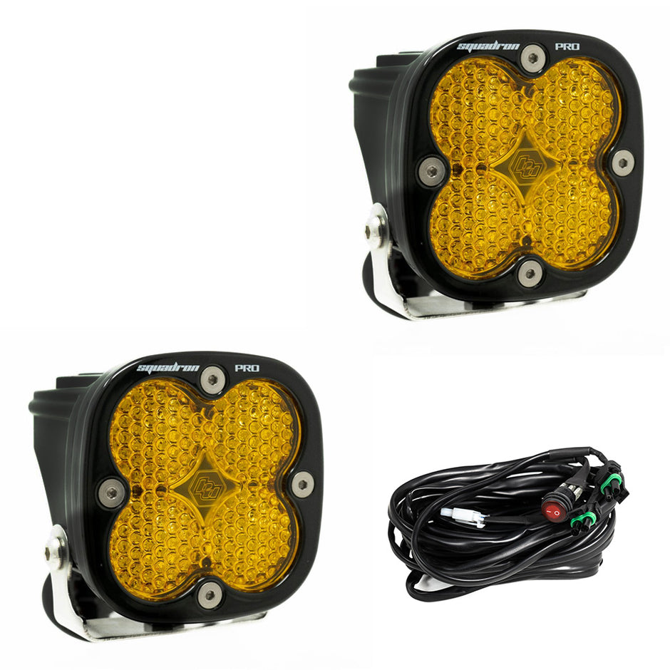Squadron Pro Black LED Light Pod Pair (Work/Scene; Baja Amber)