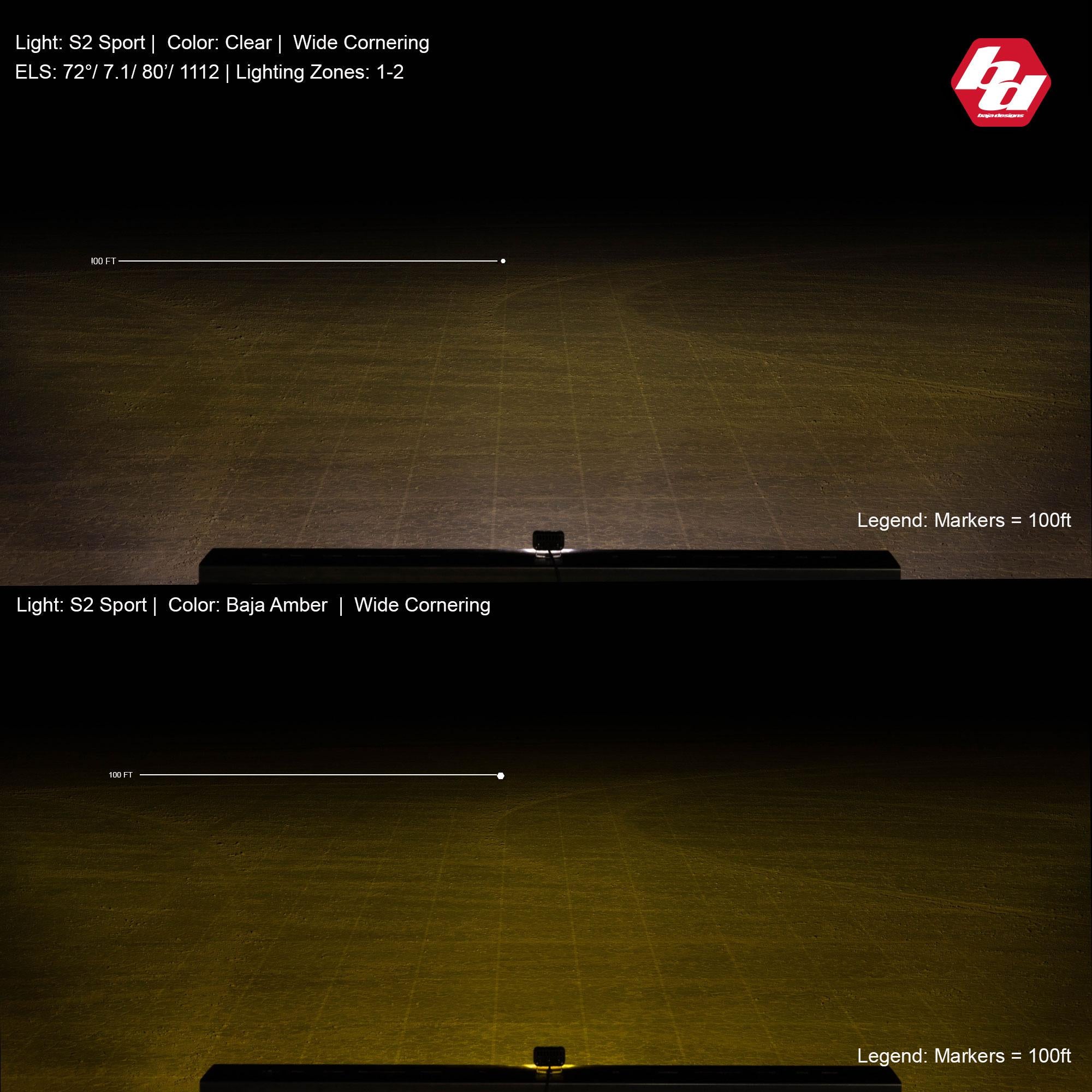 S2 Sport Black LED Light Pod (Wide Cornering; Baja Amber)