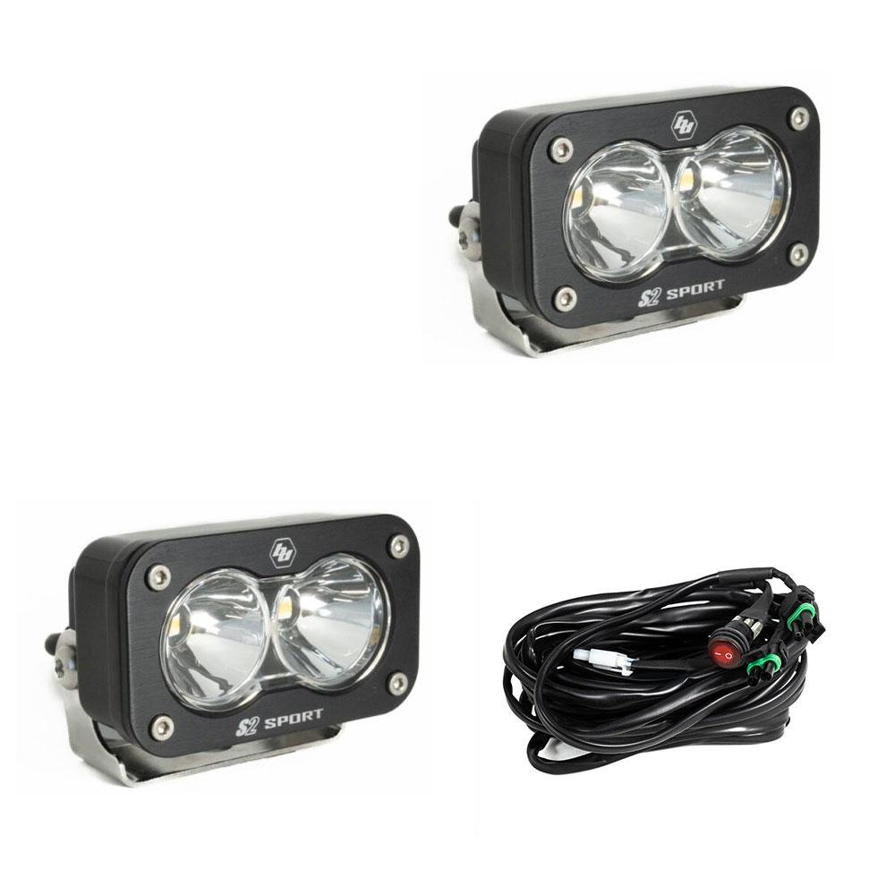 S2 Sport Black LED Light Pod Pair (Spot; Clear)