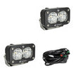 S2 Sport Black LED Light Pod Pair (Wide Cornering; Clear)