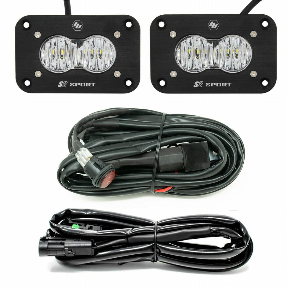 S2 Sport Black Flush Mount LED Light Pod Reverse Kit (Wide Cornering; Clear)