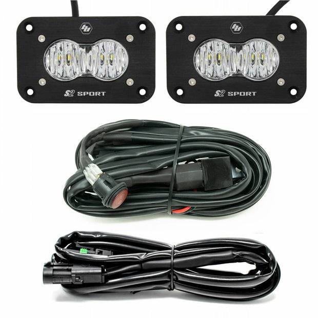 S2 Sport Black Flush Mount LED Light Pod Reverse Kit (Wide Cornering; Clear)