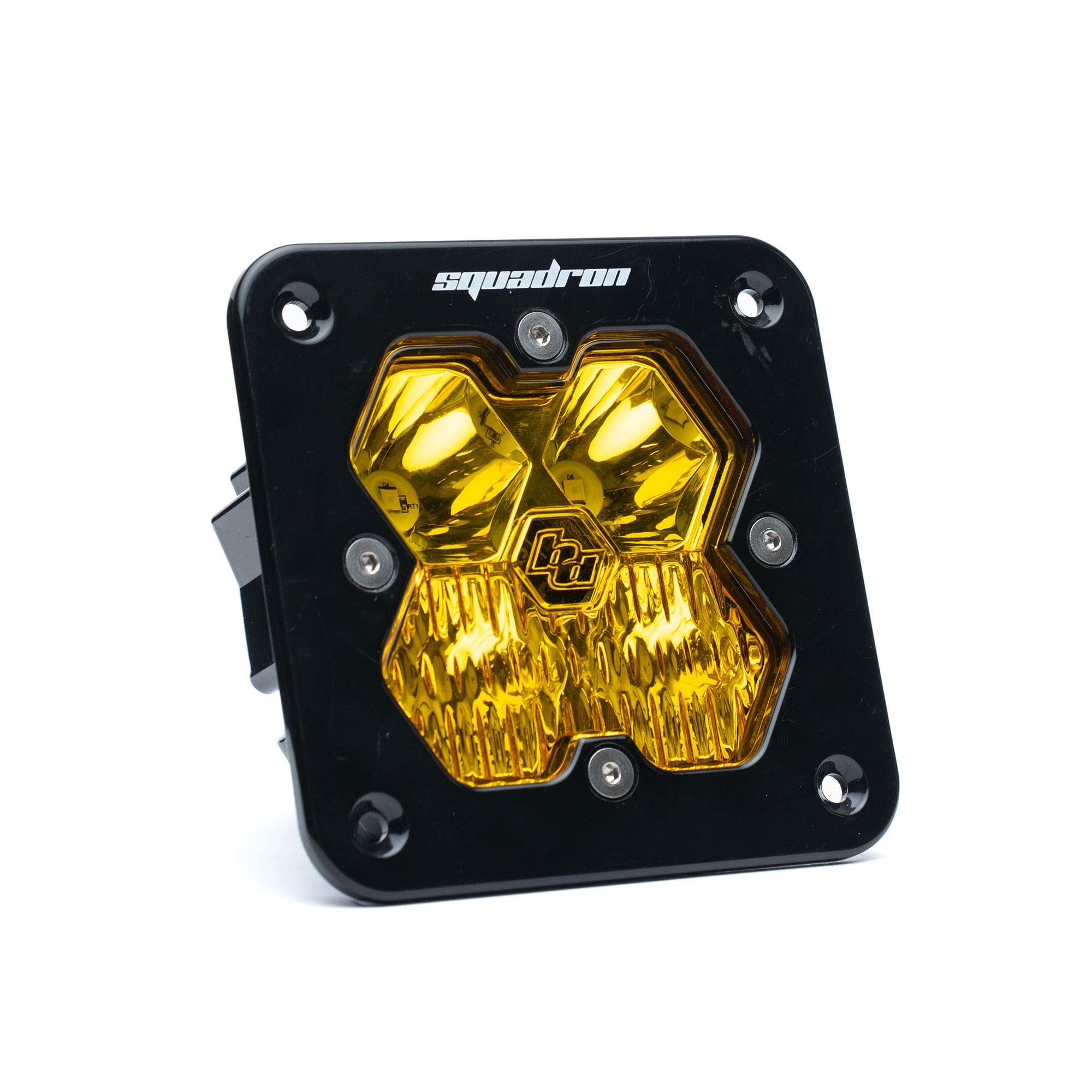Squadron 2.0 Sport Black Flush Mount LED Auxiliary Light Pod (Driving/Combo; Baja Amber)