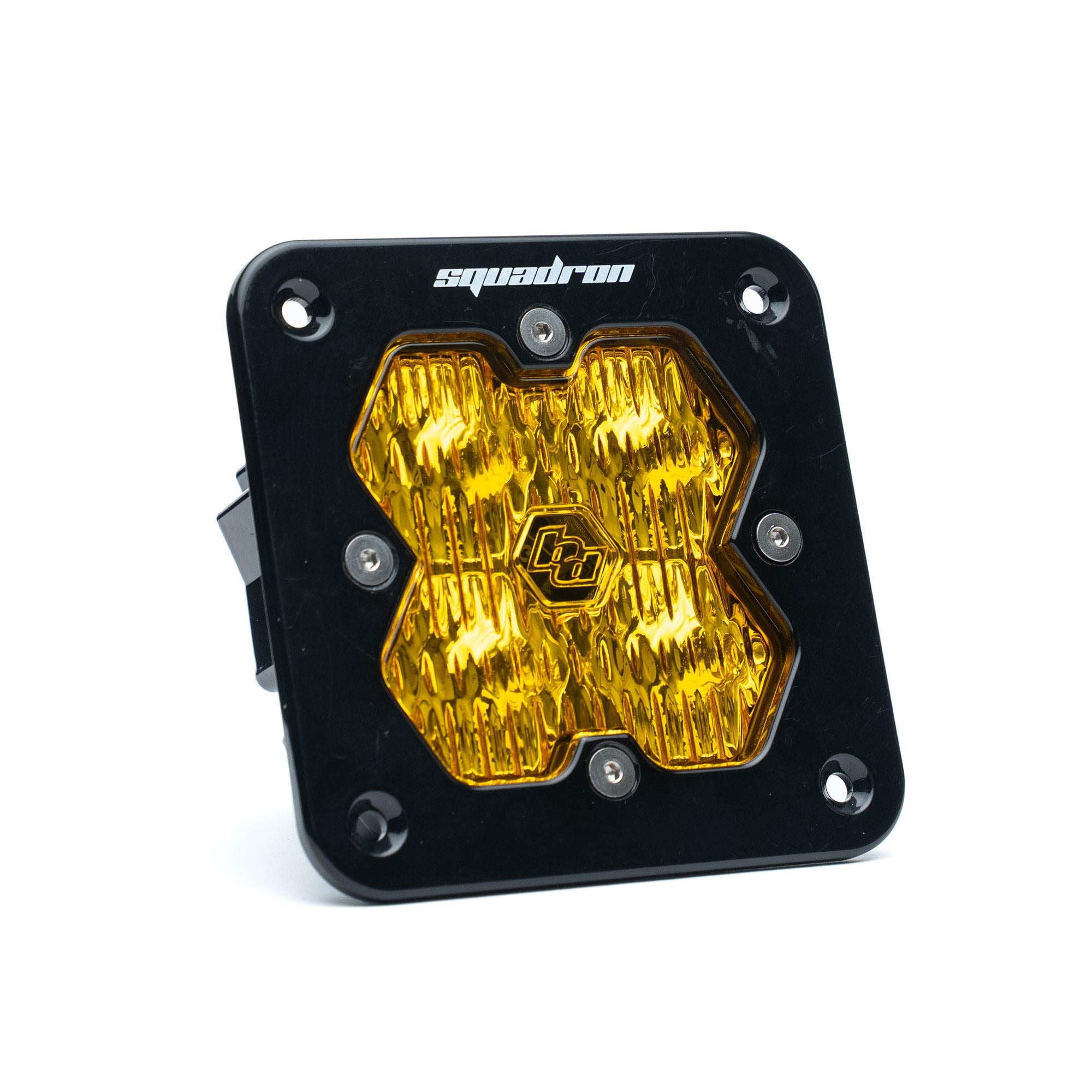 Squadron 2.0 Sport Black Flush Mount LED Auxiliary Light Pod (Wide Cornering; Baja Amber)