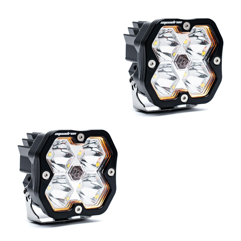 Squadron 2.0 Sport Black LED Auxiliary Light Pod Pair (No Harness) (Spot; Clear)
