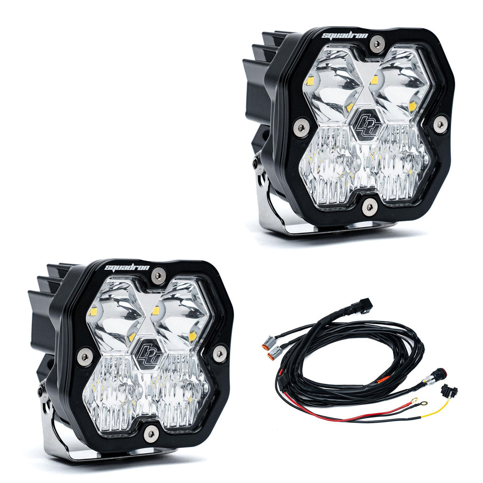Squadron 2.0 Sport Black LED Auxiliary Light Pod Pair (Driving/Combo; Clear)