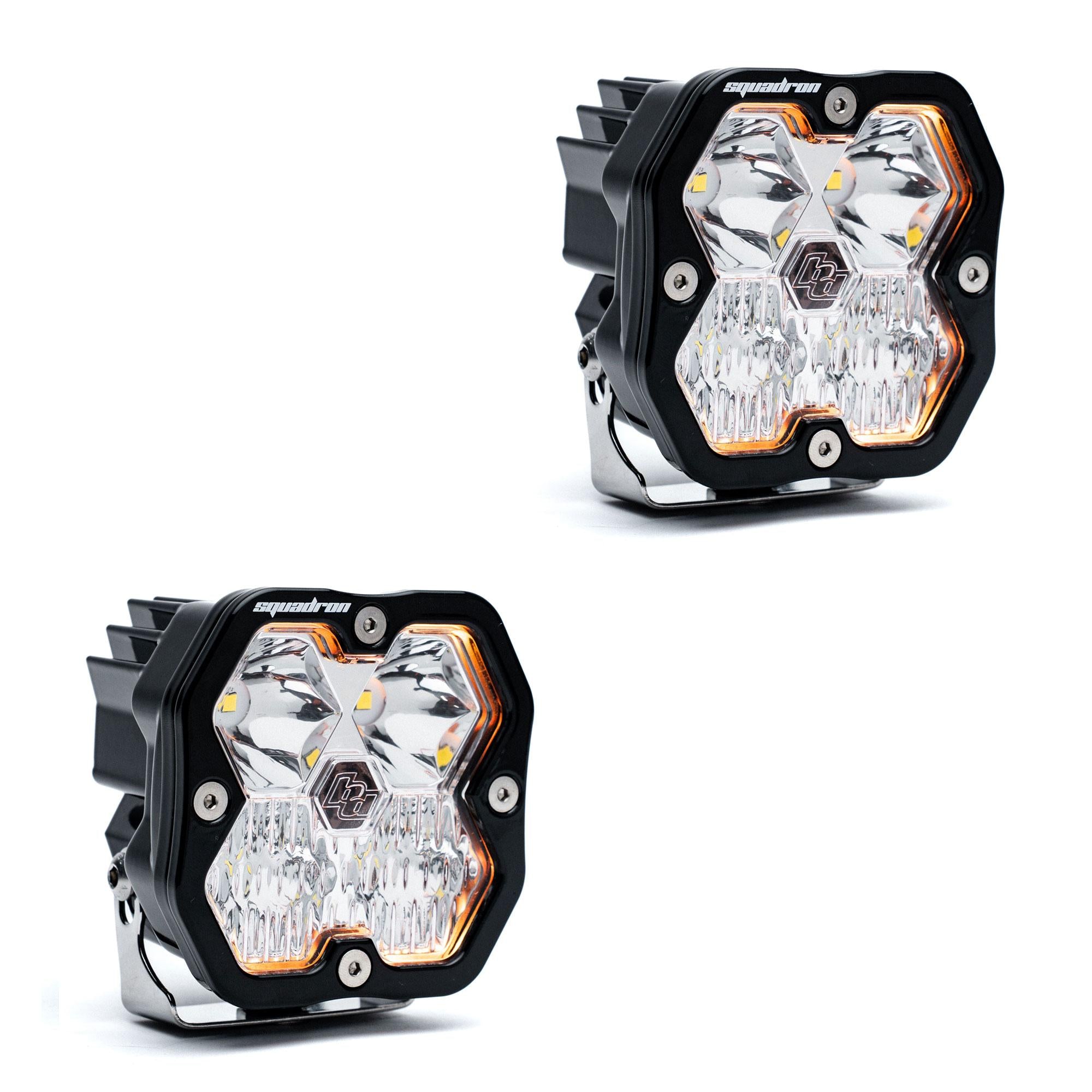 Squadron 2.0 Sport Black LED Auxiliary Light Pod Pair (No Harness) (Driving/Combo; Clear)