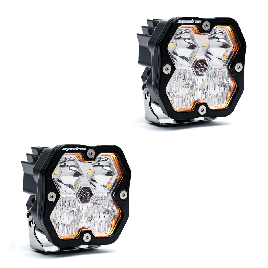 Squadron 2.0 Sport Black LED Auxiliary Light Pod Pair (No Harness) (Driving/Combo; Clear)