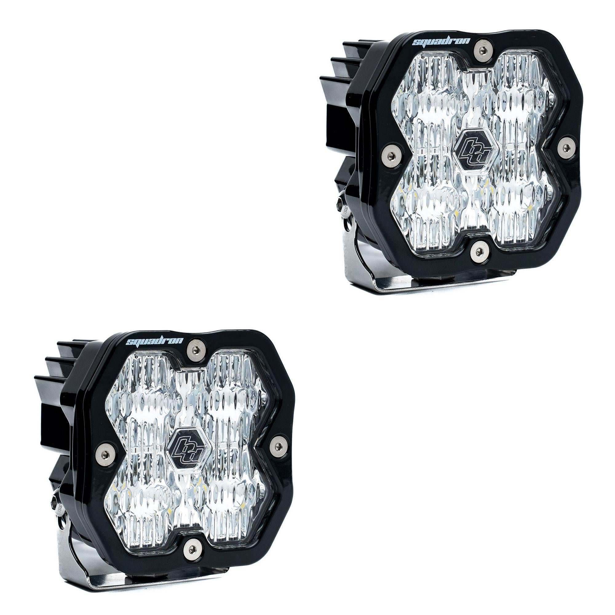 Squadron 2.0 Sport Black LED Auxiliary Light Pod Pair (No Harness) (Wide Cornering; Clear)