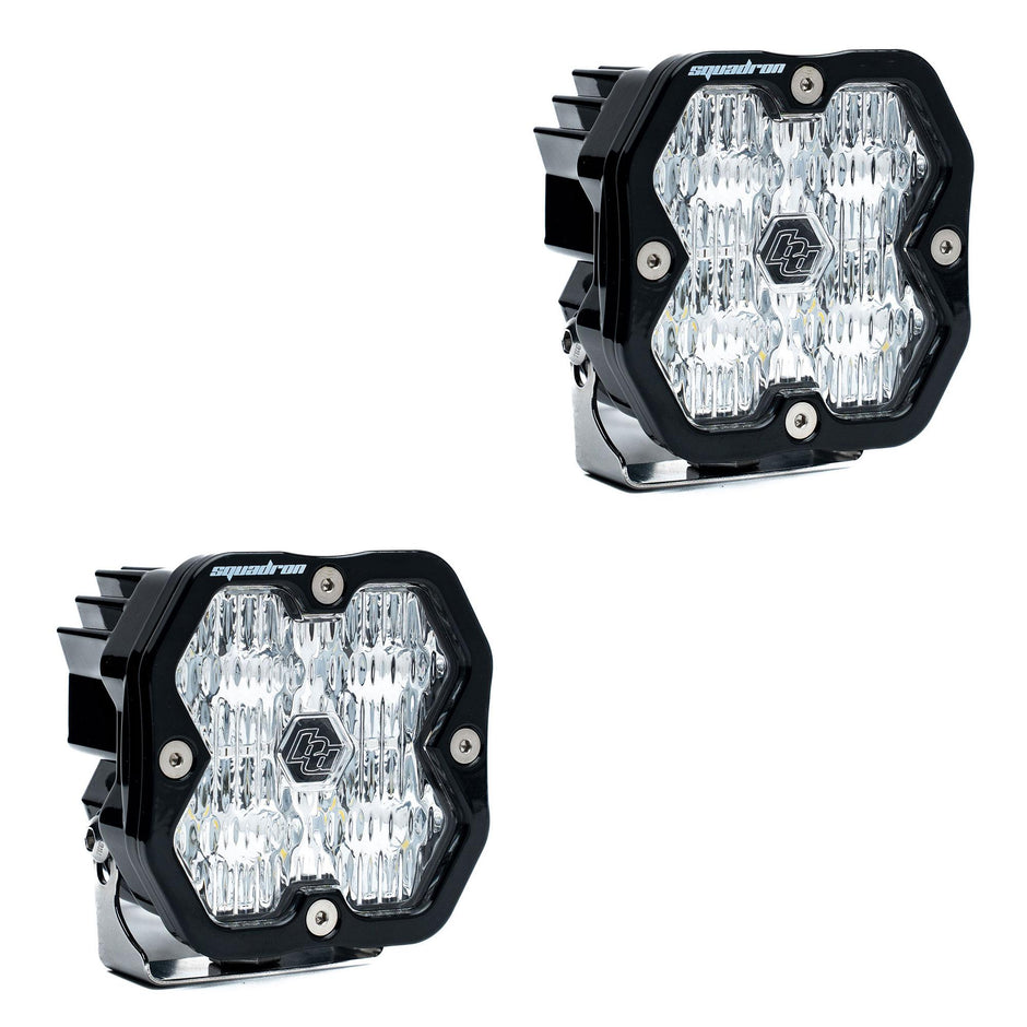 Squadron 2.0 Sport Black LED Auxiliary Light Pod Pair (No Harness) (Wide Cornering; Clear)