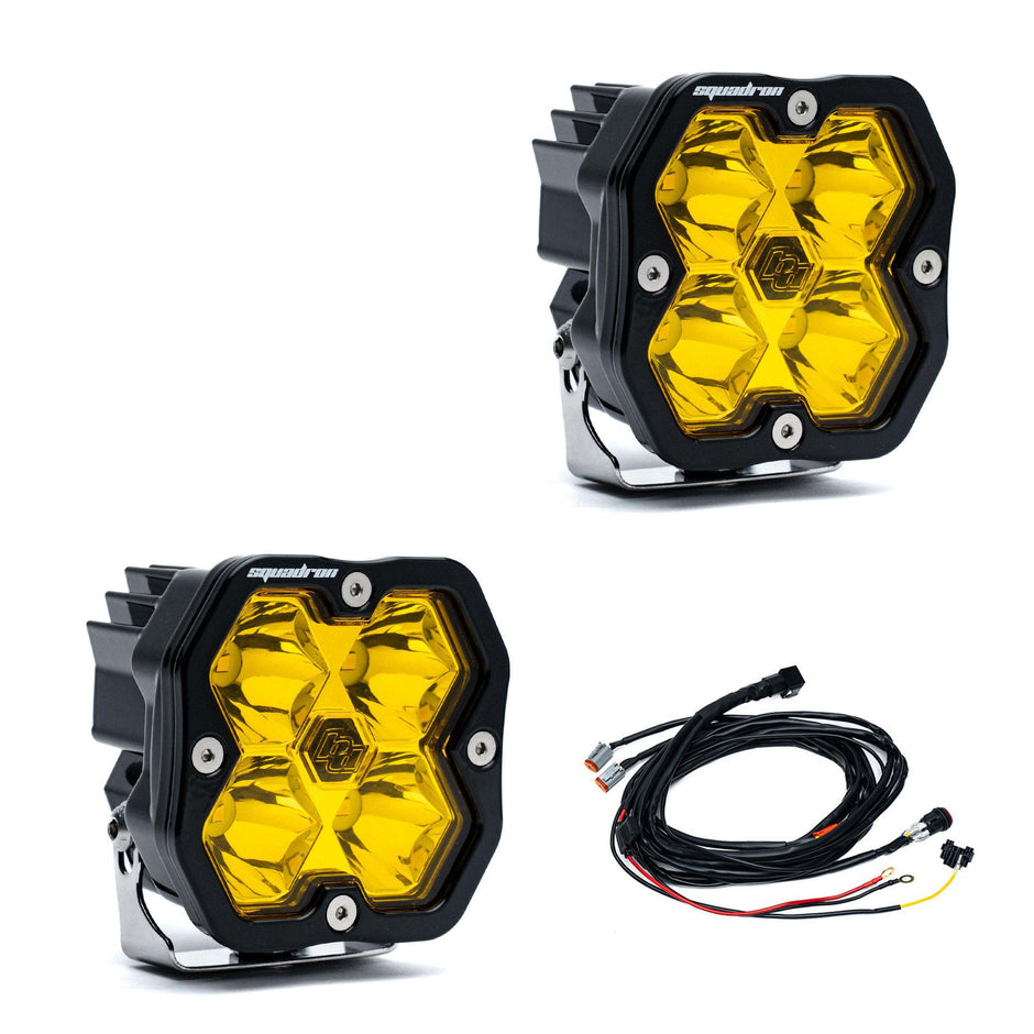 Squadron 2.0 Sport Black LED Auxiliary Light Pod Pair (Spot; Baja Amber)