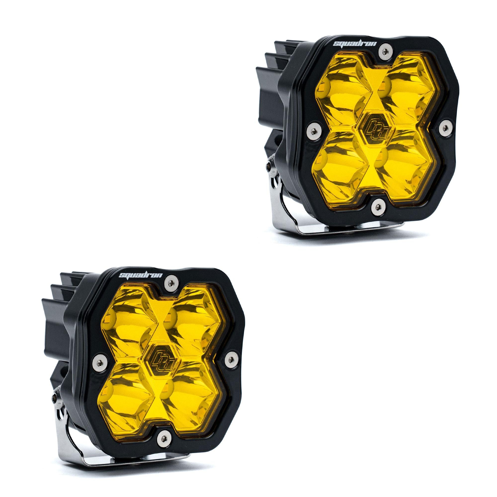 Squadron 2.0 Sport Black LED Auxiliary Light Pod Pair (No Harness) (Spot; Baja Amber)