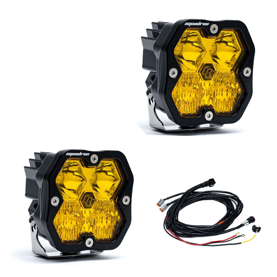 Squadron 2.0 Sport Black LED Auxiliary Light Pod Pair (Driving/Combo; Baja Amber)