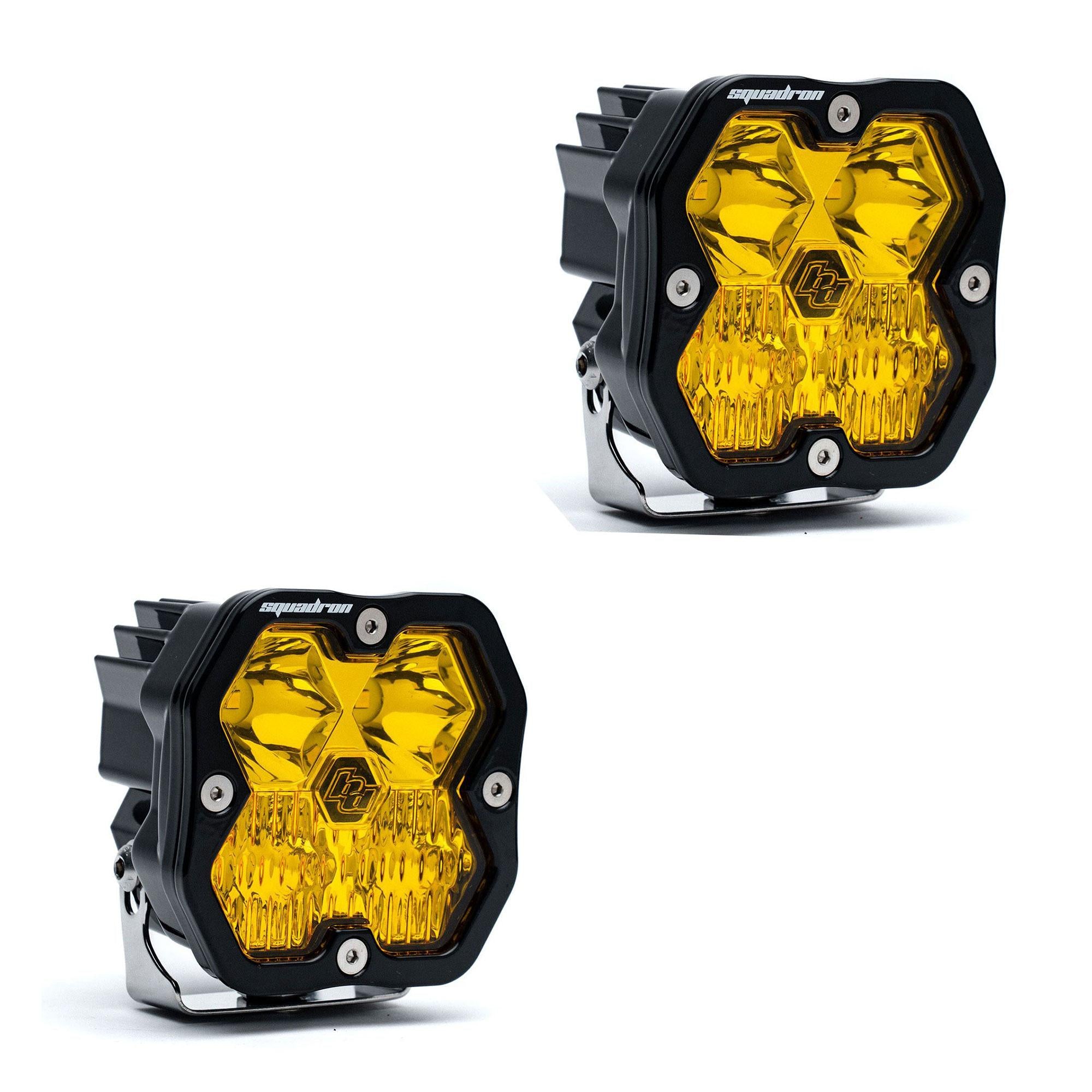 Squadron 2.0 Sport Black LED Auxiliary Light Pod Pair (No Harness) (Driving/Combo; Baja Amber)