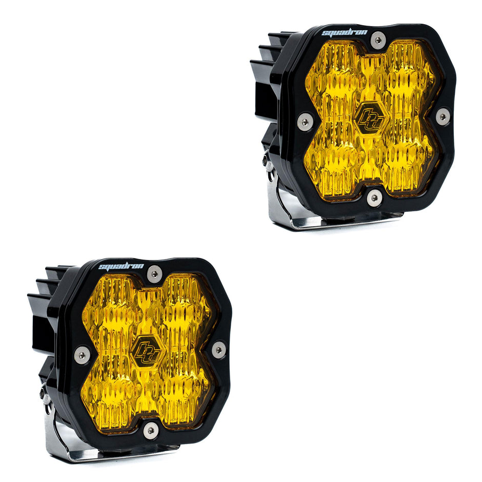Squadron 2.0 Sport Black LED Auxiliary Light Pod Pair (No Harness) (Wide Cornering; Baja Amber)