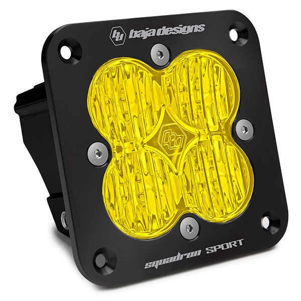 Squadron Sport Black Flush Mount LED Auxiliary Light Pod (Wide Cornering; Baja Amber)