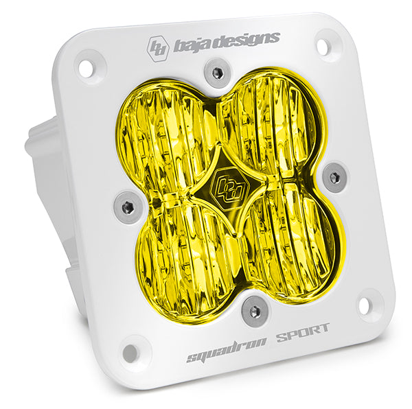 Squadron Sport White Flush Mount LED Auxiliary Light Pod (Wide Cornering; Baja Amber)