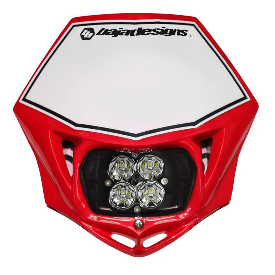 Motorcycle Squadron Sport (D/C) Headlight Kit W/ Shell (Red Shell; Spot; Clear)