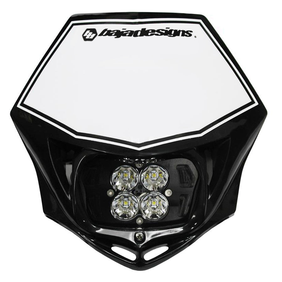 Motorcycle Squadron Sport (A/C) Headlight Kit W/ Shell (Black Shell; Spot; Clear)