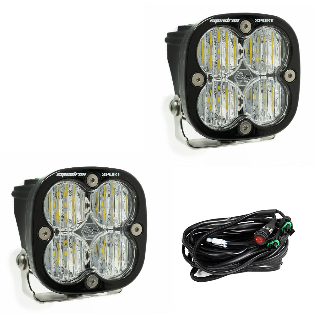 Squadron Sport Black LED Light Pod Pair (Wide Cornering; Clear)