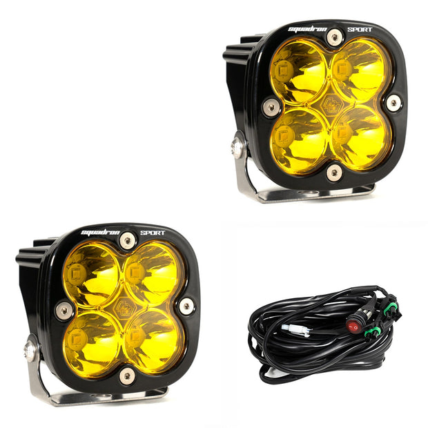 Squadron Sport Black LED Light Pod Pair (Spot; Baja Amber)