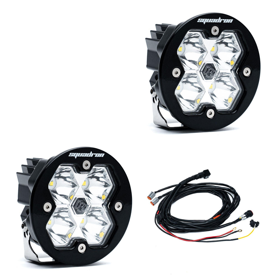 Squadron-R 2.0 Sport Black LED Auxiliary Light Pod Pair (with Harness) (Spot; Clear)