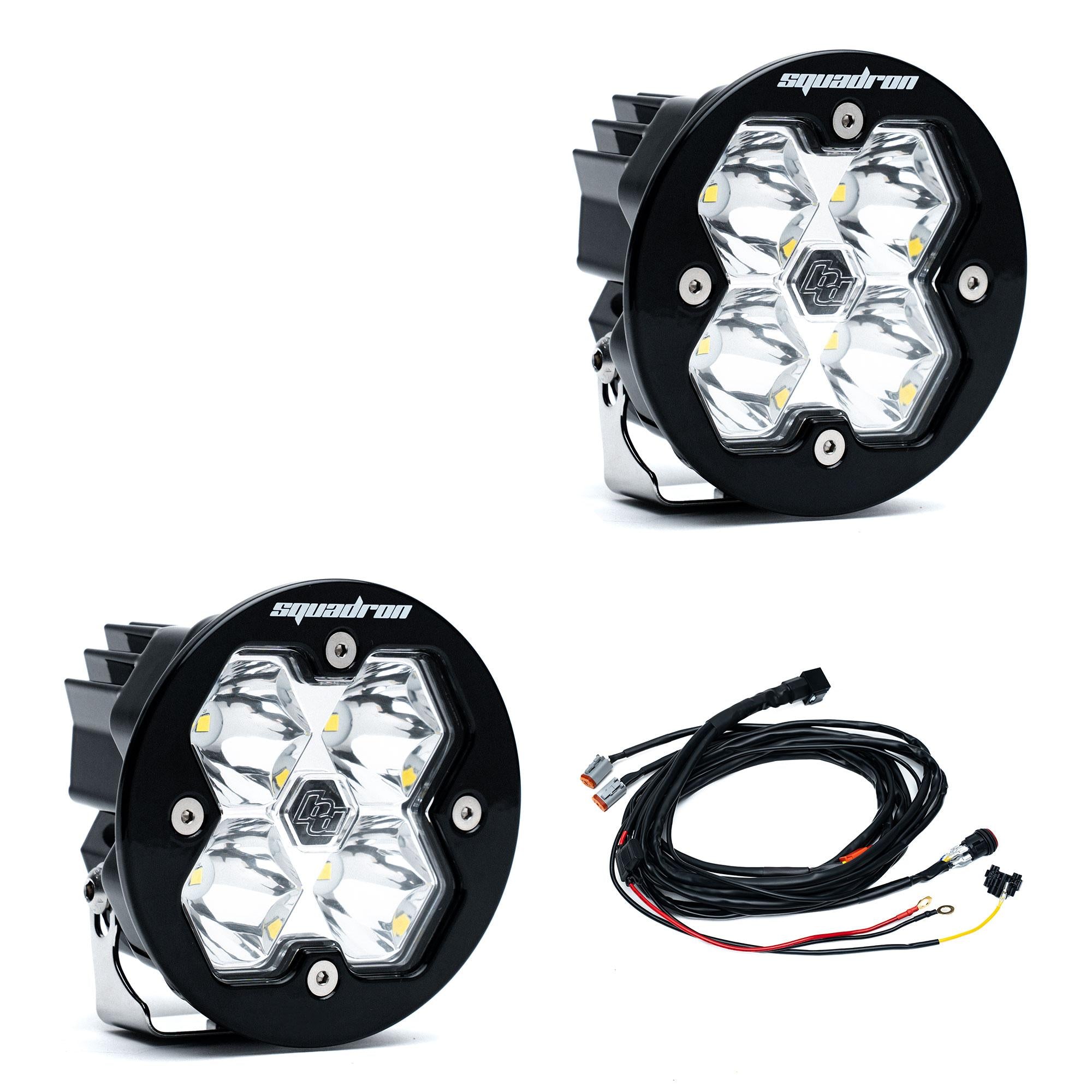 Squadron-R 2.0 Sport Black LED Auxiliary Light Pod Pair (with Harness) (Spot; Clear)