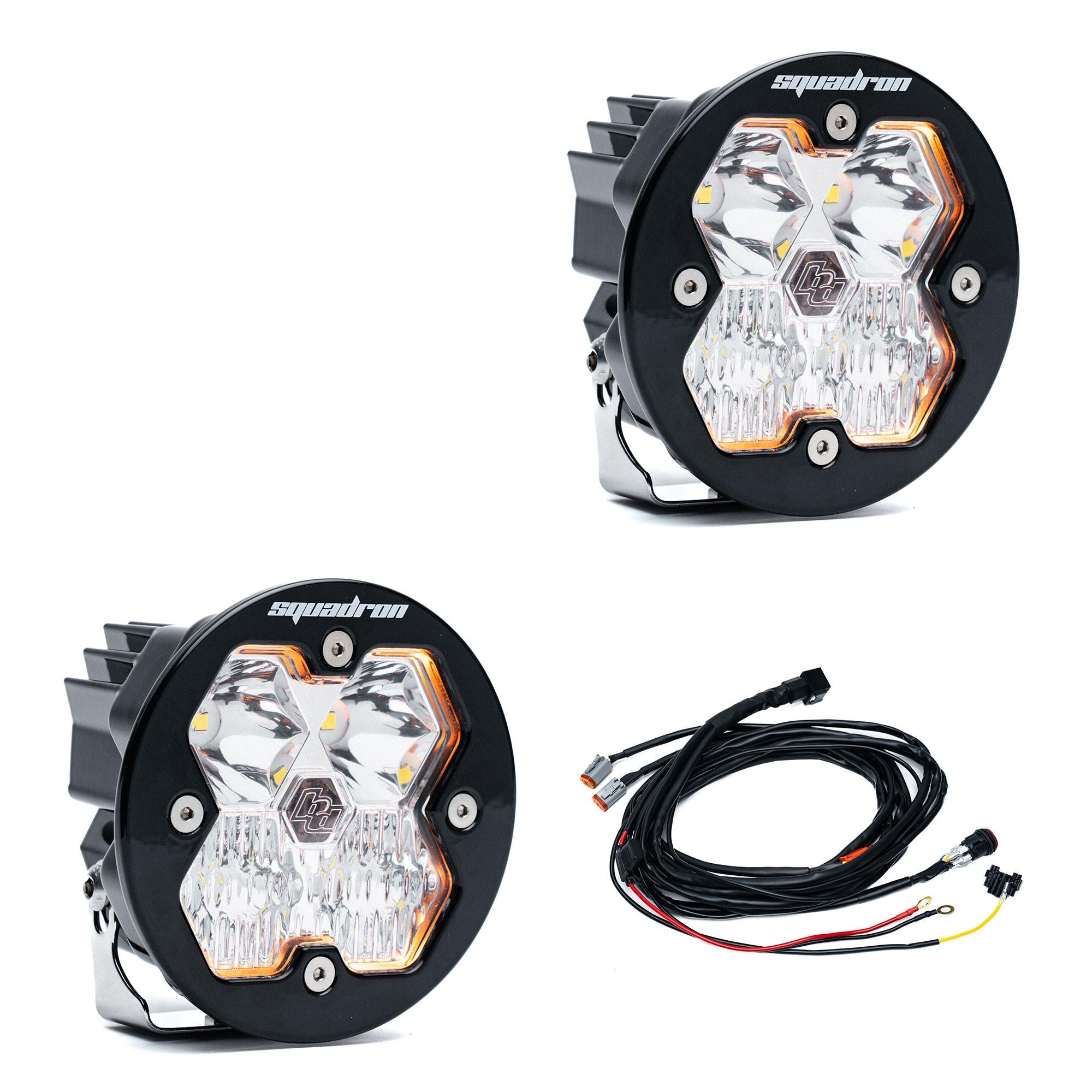 Squadron-R 2.0 Sport Black LED Auxiliary Light Pod Pair (with Harness) (Driving/Combo; Clear)