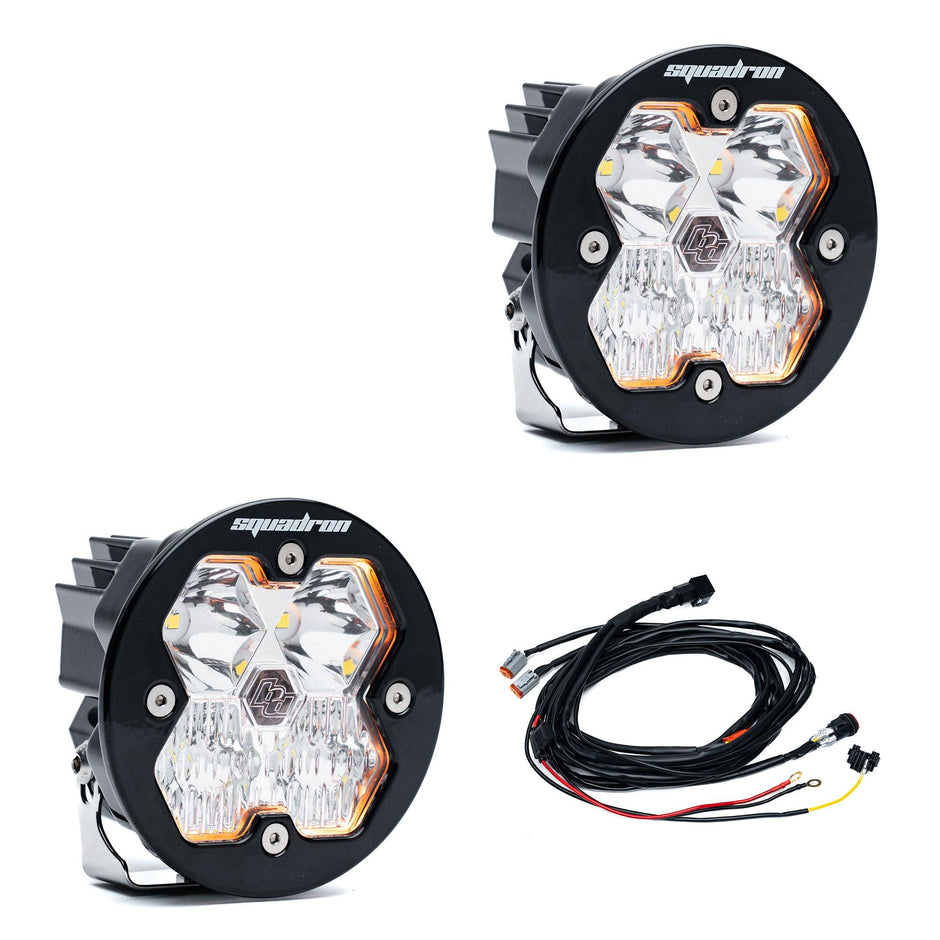 Squadron-R 2.0 Sport Black LED Auxiliary Light Pod Pair (with Harness) (Driving/Combo; Clear)
