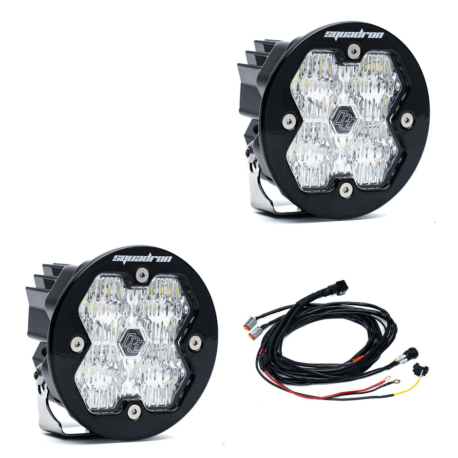 Squadron-R 2.0 Sport Black LED Auxiliary Light Pod Pair (with Harness) (Wide Cornering; Clear)