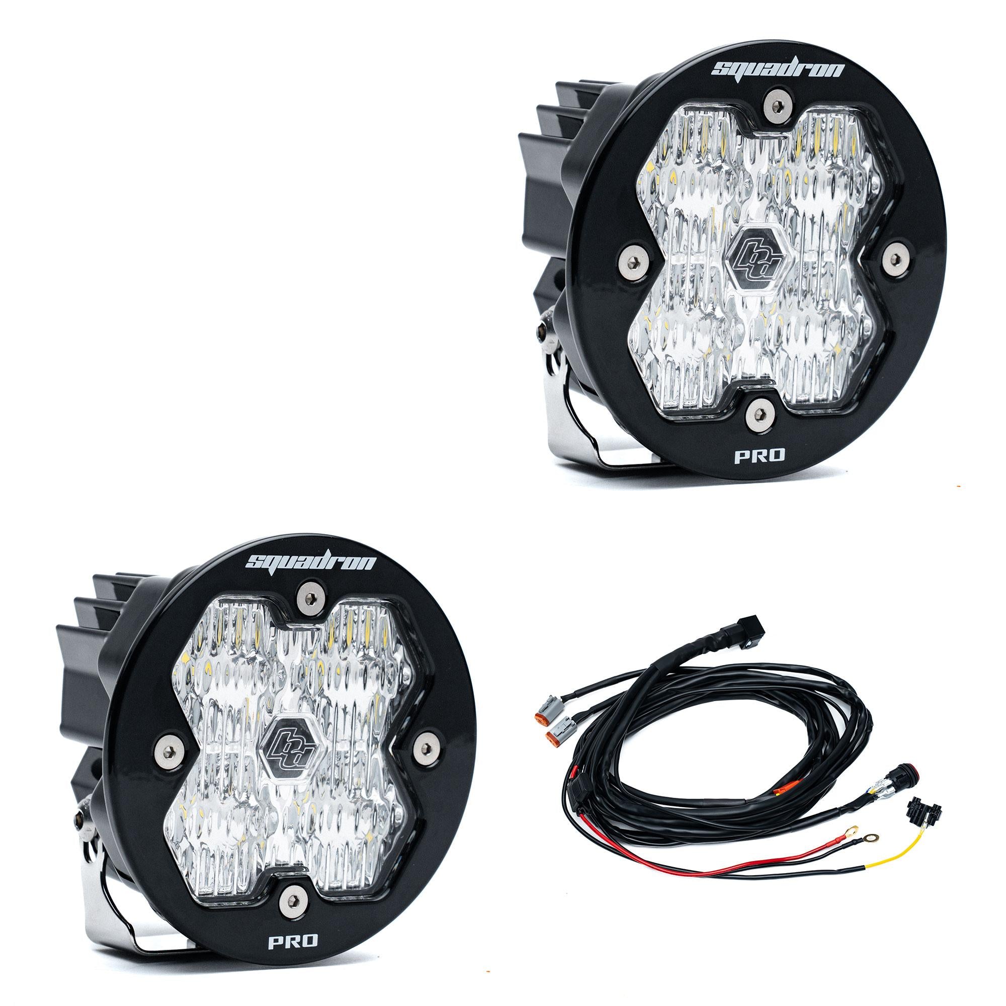 Squadron-R 2.0 Pro Black LED Auxiliary Light Pod Pair (Wide Cornering; Clear)