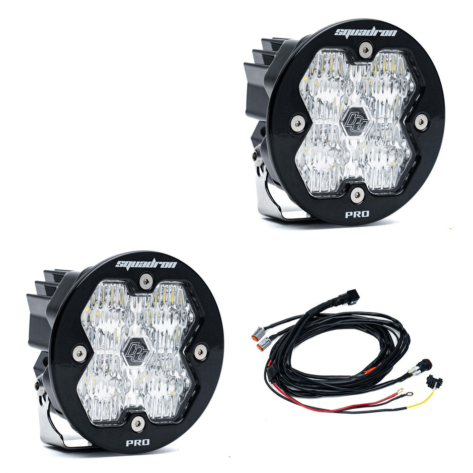 Squadron-R 2.0 Pro Black LED Auxiliary Light Pod Pair (Wide Cornering; Clear)