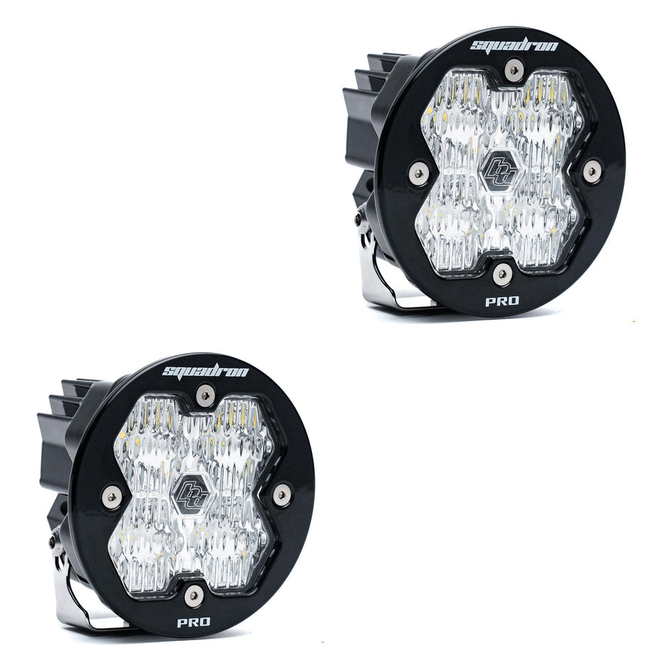 Squadron-R 2.0 Pro Black LED Auxiliary Light Pod Pair (No Harness) (Wide Cornering; Clear)