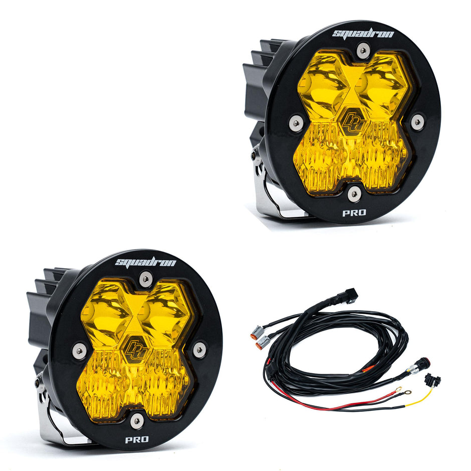 Squadron-R 2.0 Pro Black LED Auxiliary Light Pod Pair (Driving/Combo; Baja Amber)