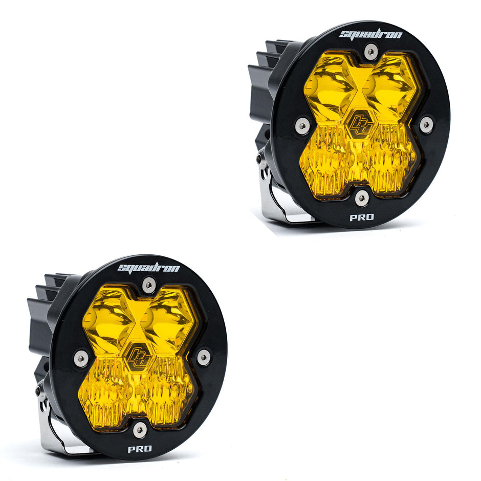 Squadron-R 2.0 Pro Black LED Auxiliary Light Pod Pair (No Harness) (Driving/Combo; Baja Amber)