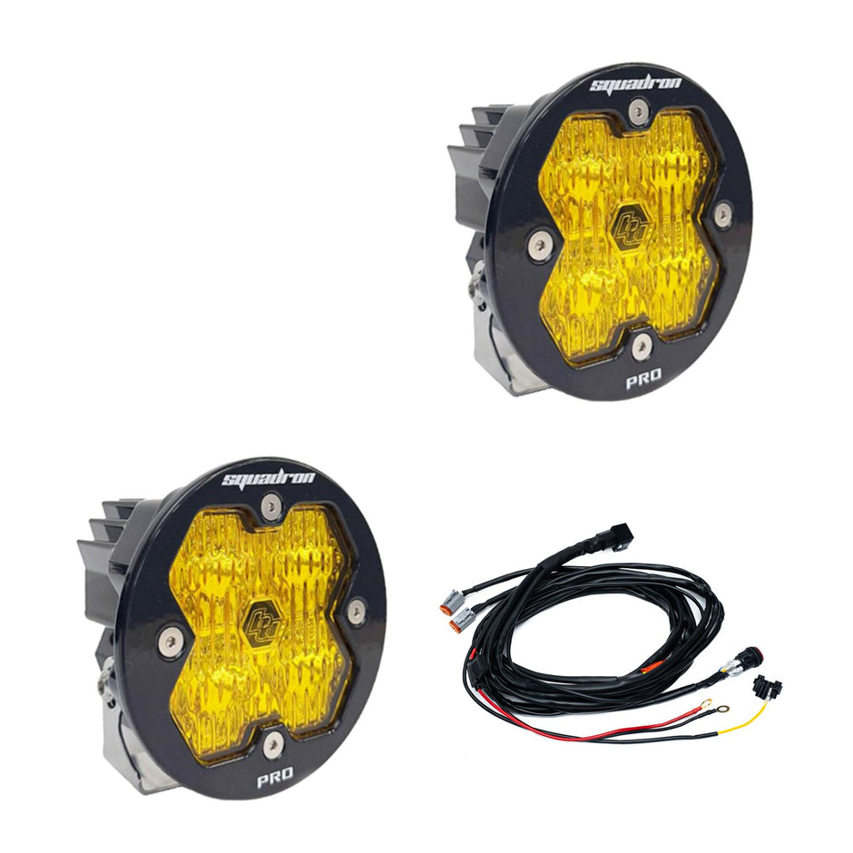 Squadron-R 2.0 Pro Black LED Auxiliary Light Pod Pair (Wide Cornering; Baja Amber)