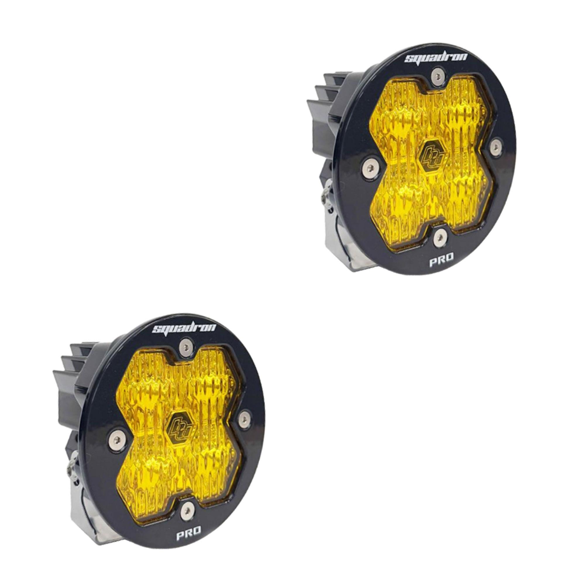 Squadron-R 2.0 Pro Black LED Auxiliary Light Pod Pair (No Harness) (Wide Cornering; Baja Amber)