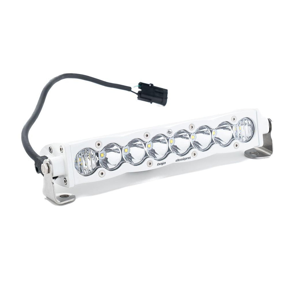 S8 White Straight LED Light Bar (10 Inch; Driving/Combo; Clear)