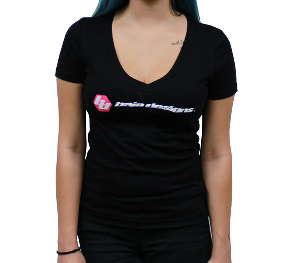 Baja Designs Womens V-Neck T-Shirt (Size XL; Black)