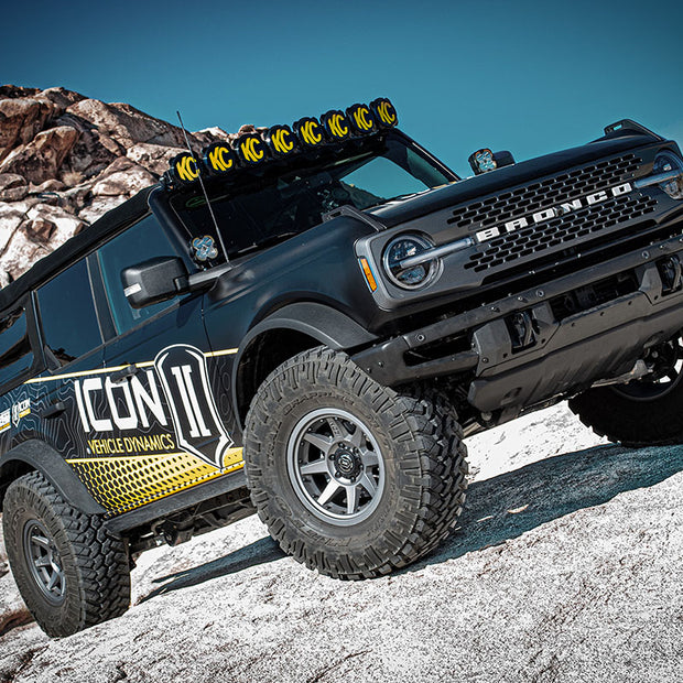 ICON 21-23 Bronco Non-Sasquatch 3-4" Lift Stage 3 Suspension System Tubular UCA Heavy Rate Rear Spring