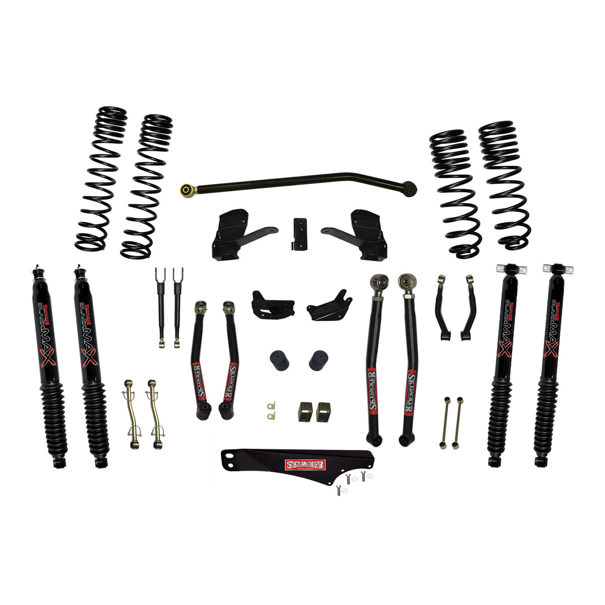 Skyjacker - 4 Inch Dual Rate Long Travel Long Arm Suspension Lift Kit/Black MAX Shocks - JK40LKLT-SX-B