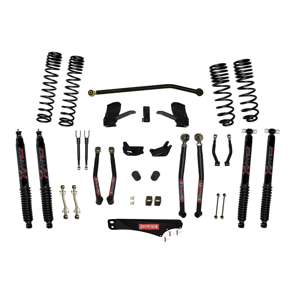 Skyjacker - 4 Inch Dual Rate Long Travel Long Arm Suspension Lift Kit/Black MAX Shocks - JK40LKLT-SX-B