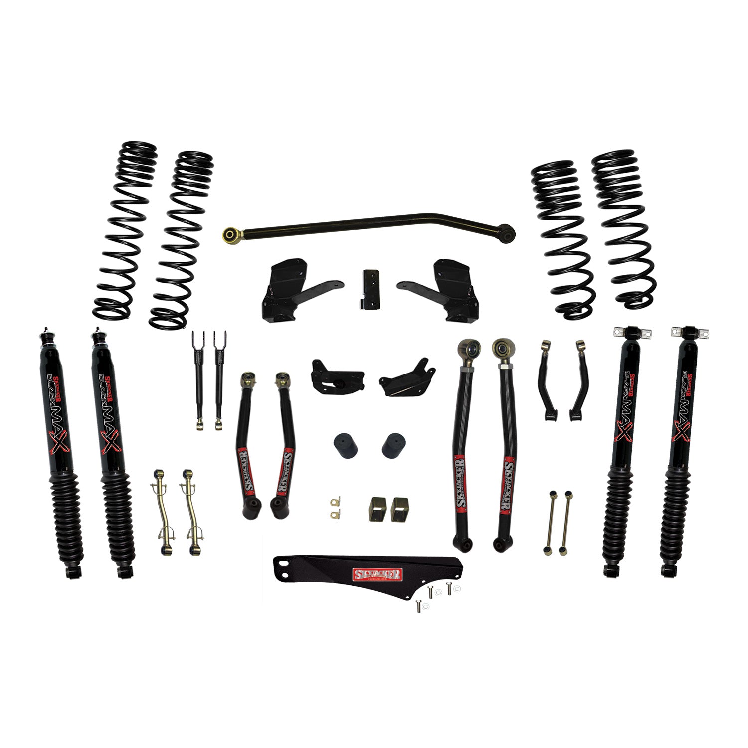 Skyjacker - 5 Inch Dual Rate Long Travel Long Arm Suspension Lift Kit/Black MAX Shocks - JK50LKLT-SX-B