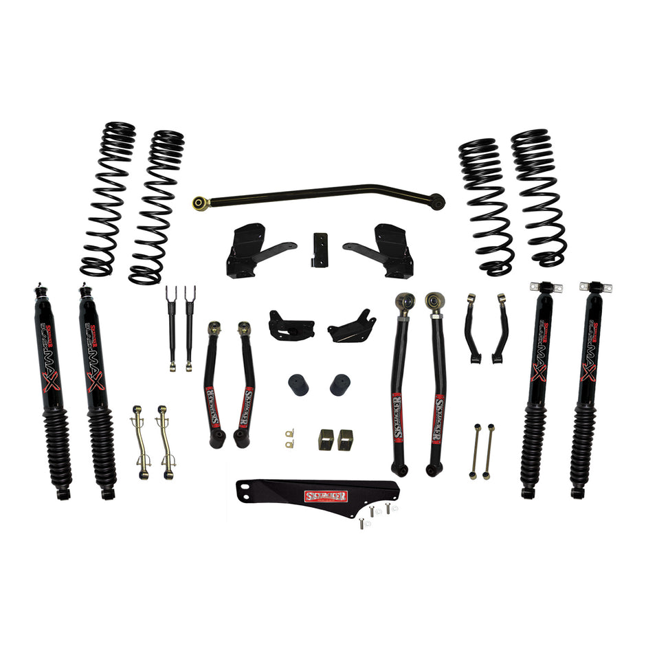 Skyjacker - 5 Inch Dual Rate Long Travel Long Arm Suspension Lift Kit/Black MAX Shocks - JK50LKLT-SX-B