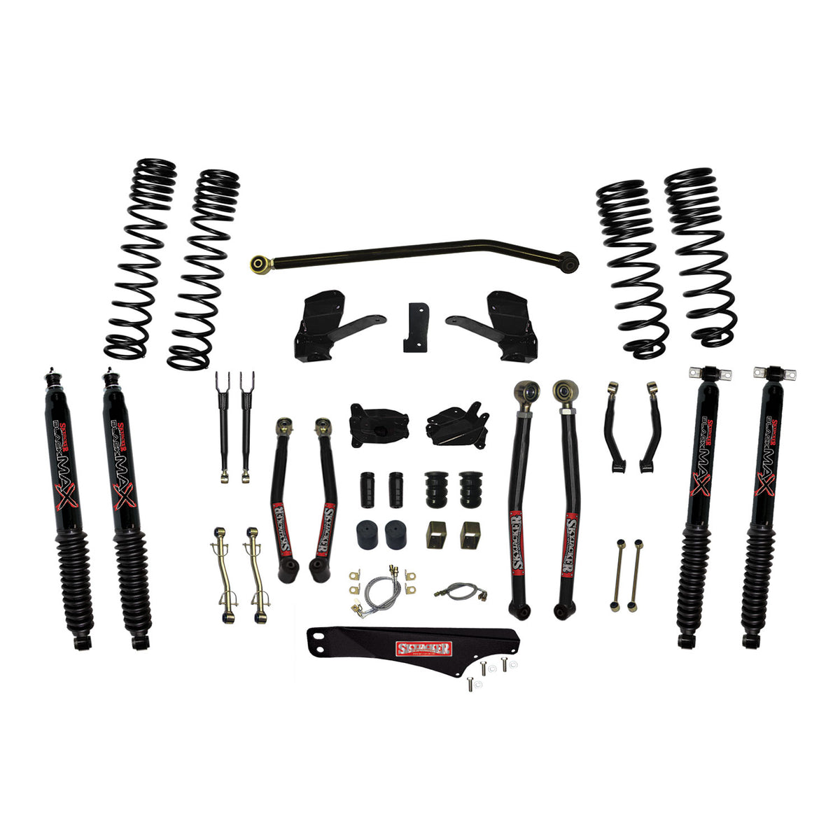 Skyjacker - 7 Inch Dual Rate Long Travel Long Arm Suspension Lift Kit/Black MAX Shocks - JK70LKLT-SX-B
