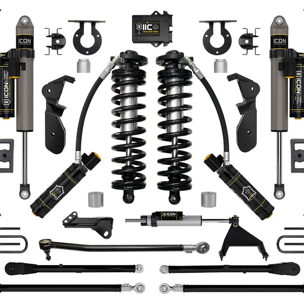 ICON 2023-2025 Ford F-250/F-350 Super Duty 4WD 2.5-3" Lift Stage 6 Coilover Conversion System With 4-Link And Expansion Packs