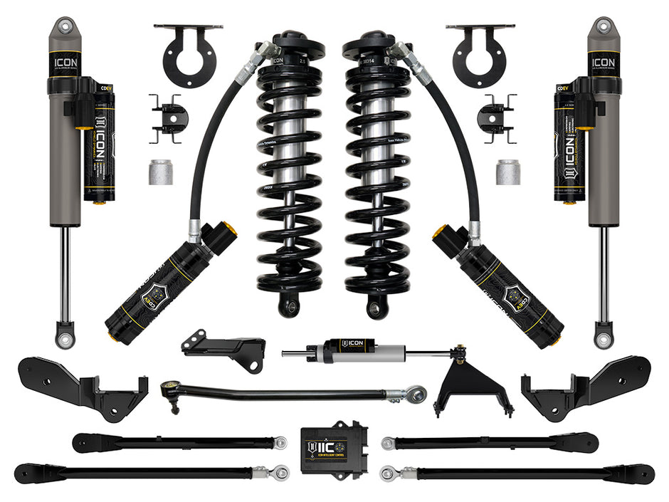 ICON 2023-2025 Ford F-250/F-350 Super Duty 4WD 2.5-3" Lift Stage 6 Coilover Conversion System With 4-Link