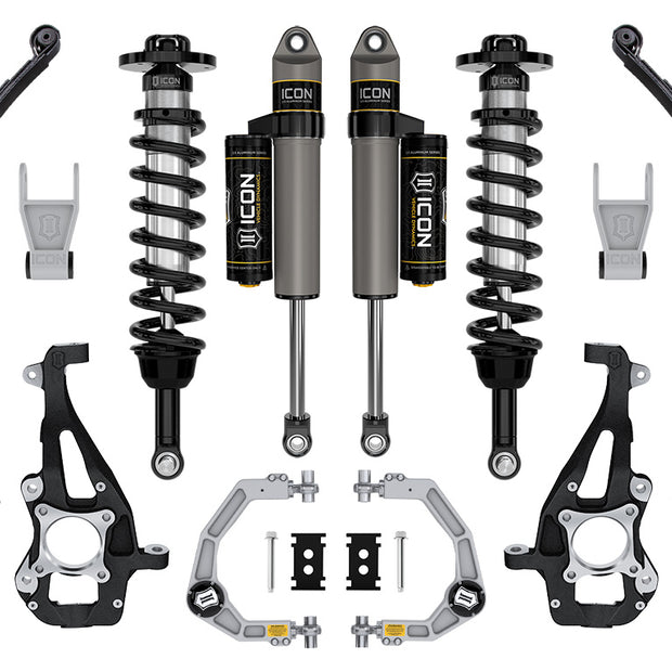 ICON 2021-2024 Ford F-150 4WD 3.5-4.5" Lift Stage 2 Suspension System Billet W/ Leaf Packs