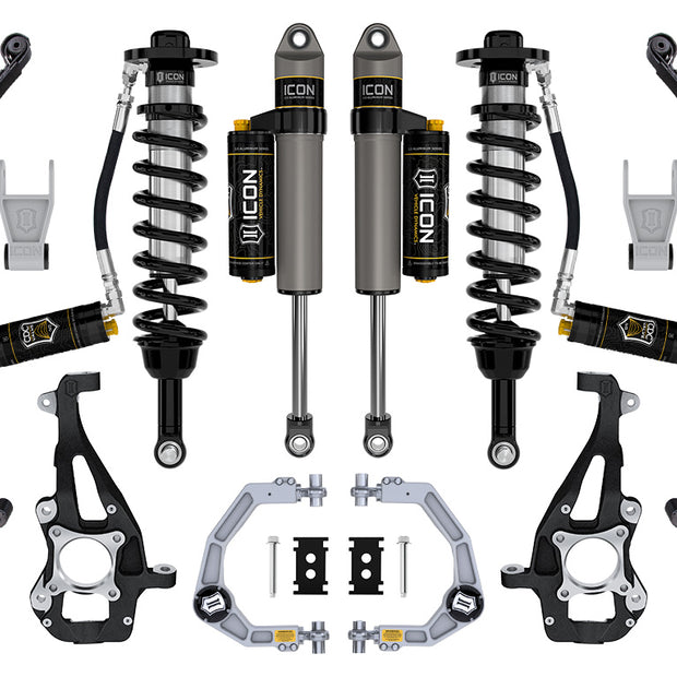 ICON 2021-2024 Ford F-150 4WD 3.5-4.5" Lift Stage 4 Suspension System Billet CDCV W/ Leaf Packs