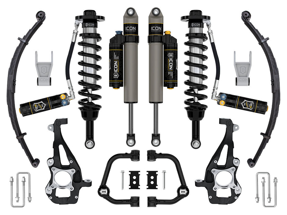ICON 2021-2024 Ford F-150 4WD 3.5-4.5" Lift Stage 4 Suspension System Tubular CDXS W/ Leaf Packs